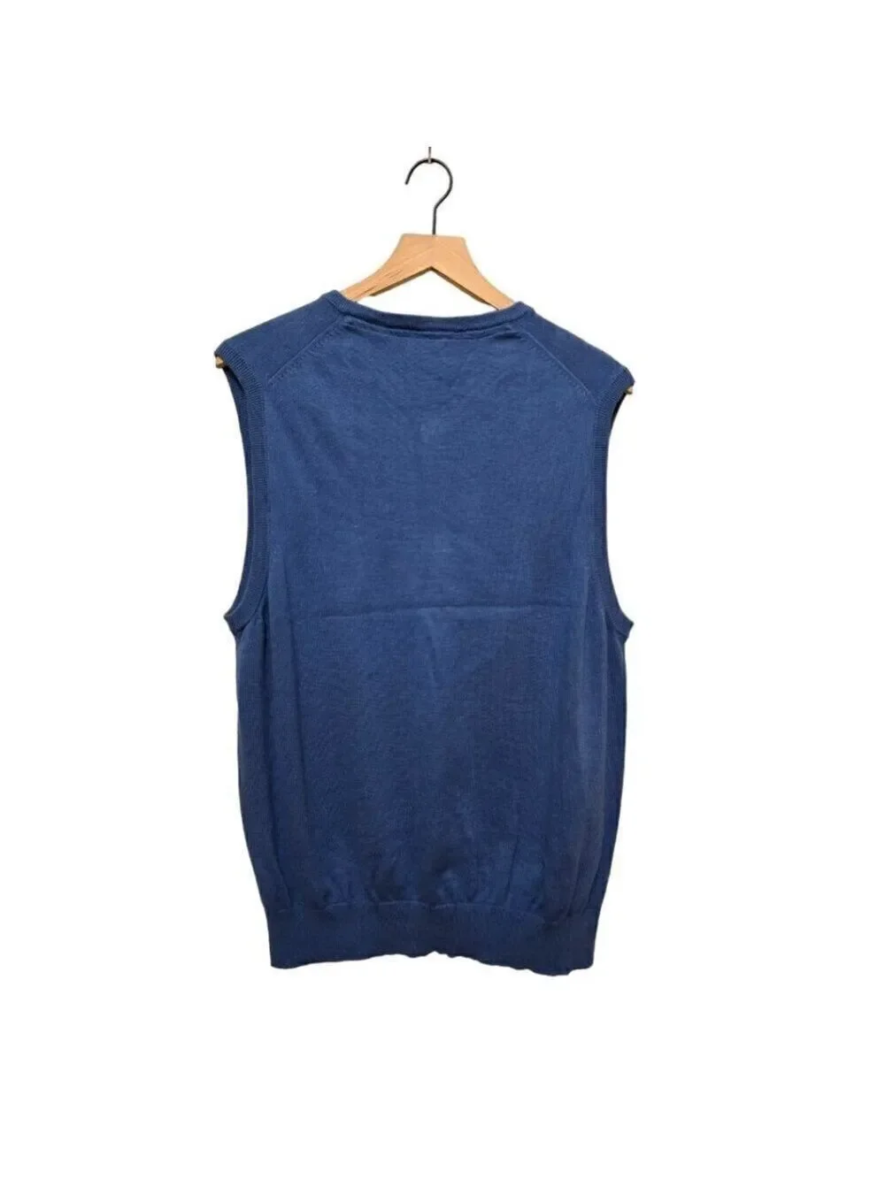 Izod Blue V-Neck Sleeveless Cotton Sweater Vest Sz M